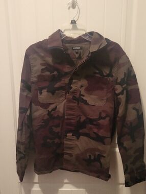 Womens Express Camo Button Up Shirt Jacket